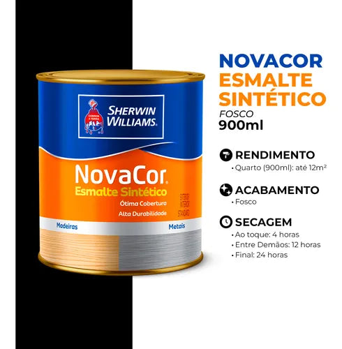 ESMALTE SINTETICO NOVACOR PRETO FOSCO 900mL