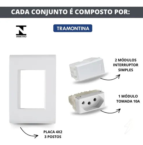 INTERRUPTOR TRAMONTINA 2 SIMP + 1 TOM