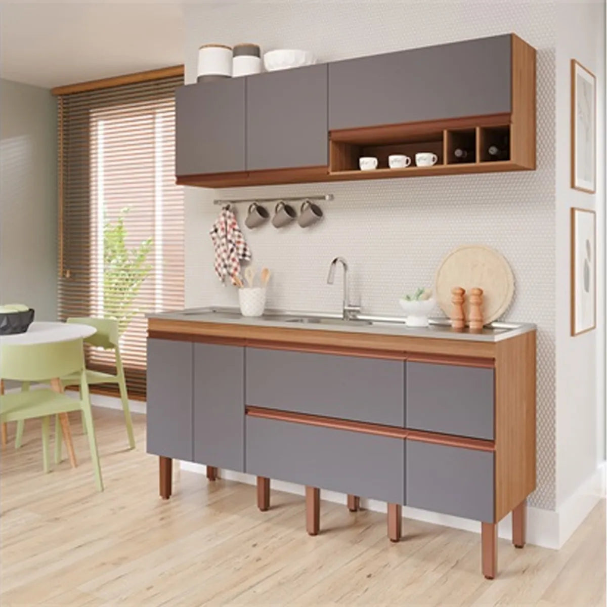 GABINETE MGM PRISMA 1,74 FREIJO/TITANIUM