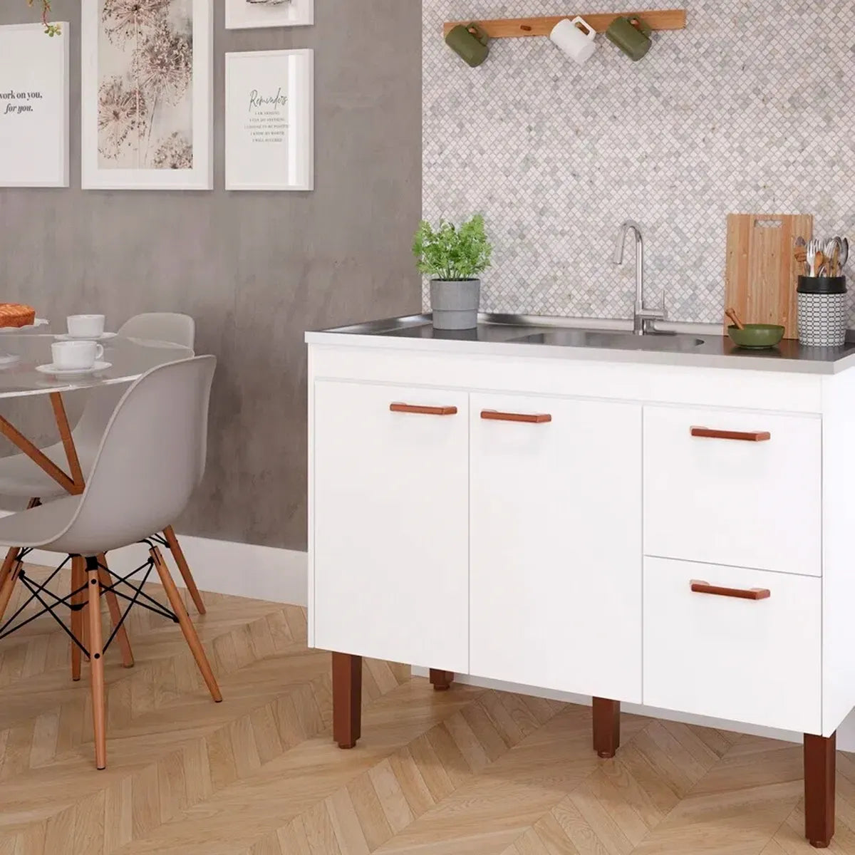 GABINETE MGM COZINHA SLIM 1,14MT BRANCO