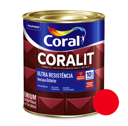 ESMALTE CORALIT ALTO BRILHO 900ML VERMELHO