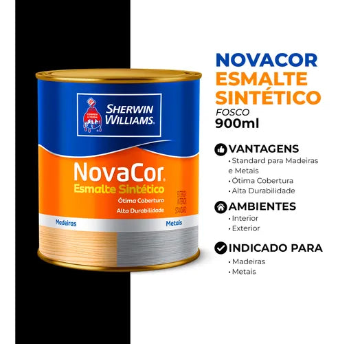 ESMALTE SINTETICO NOVACOR PRETO FOSCO 900mL