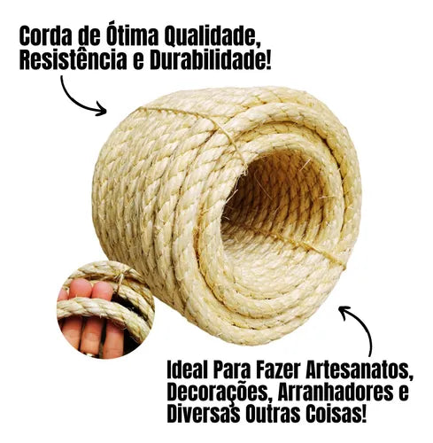 CORDA TRANÇADA SISAL MULTICOR 12MM