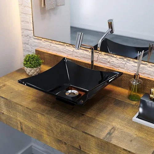 CUBA DE APOIO VIDRO FOLHA PRETA