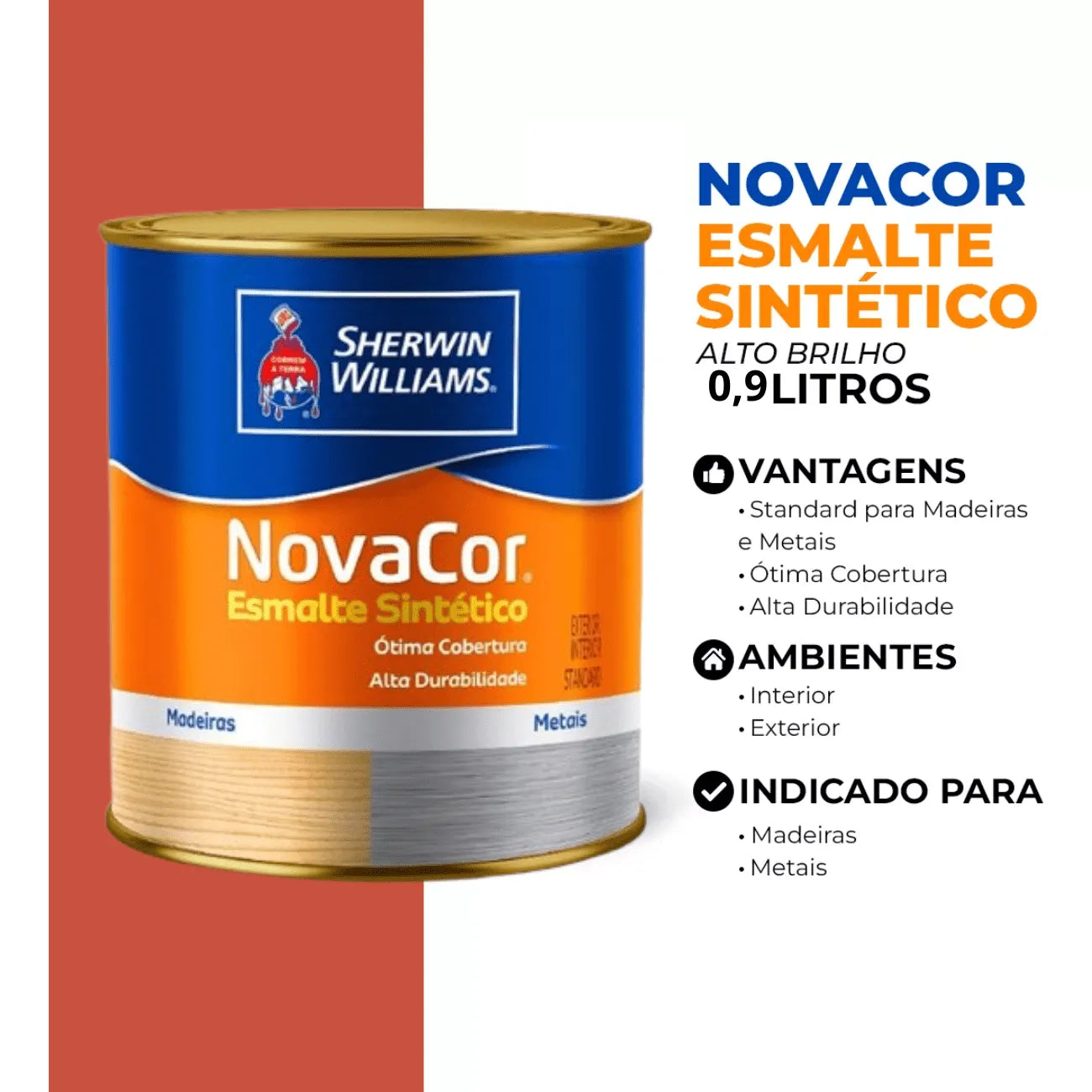 ESMALTE SINTETICO NOVACOR LARANJA 900ML