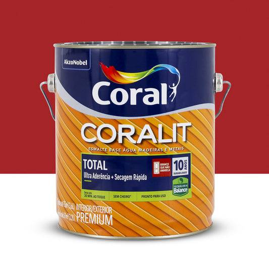 ESMALTE CORALIT BASE DE ÁGUA 3,6L VERMEL